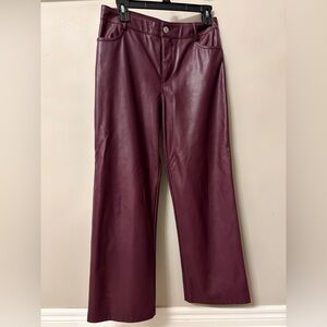 Garage Burgundy Faux Leather Pants. Wide  leg.